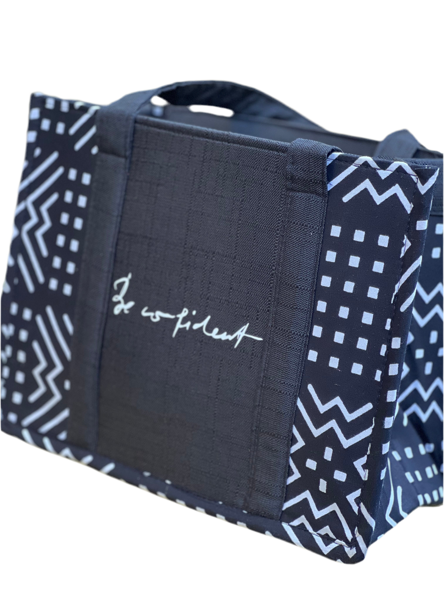African Print Tote Bag with Logo & Cosmetic Pouch