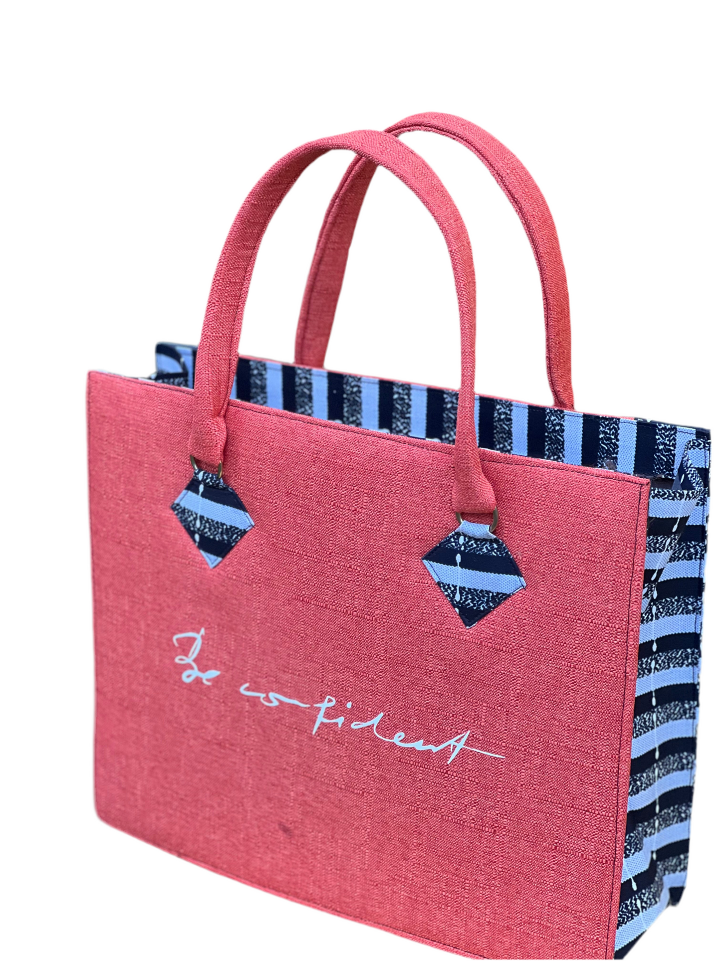 African Print Tote Bag with Logo & Cosmetic Pouch