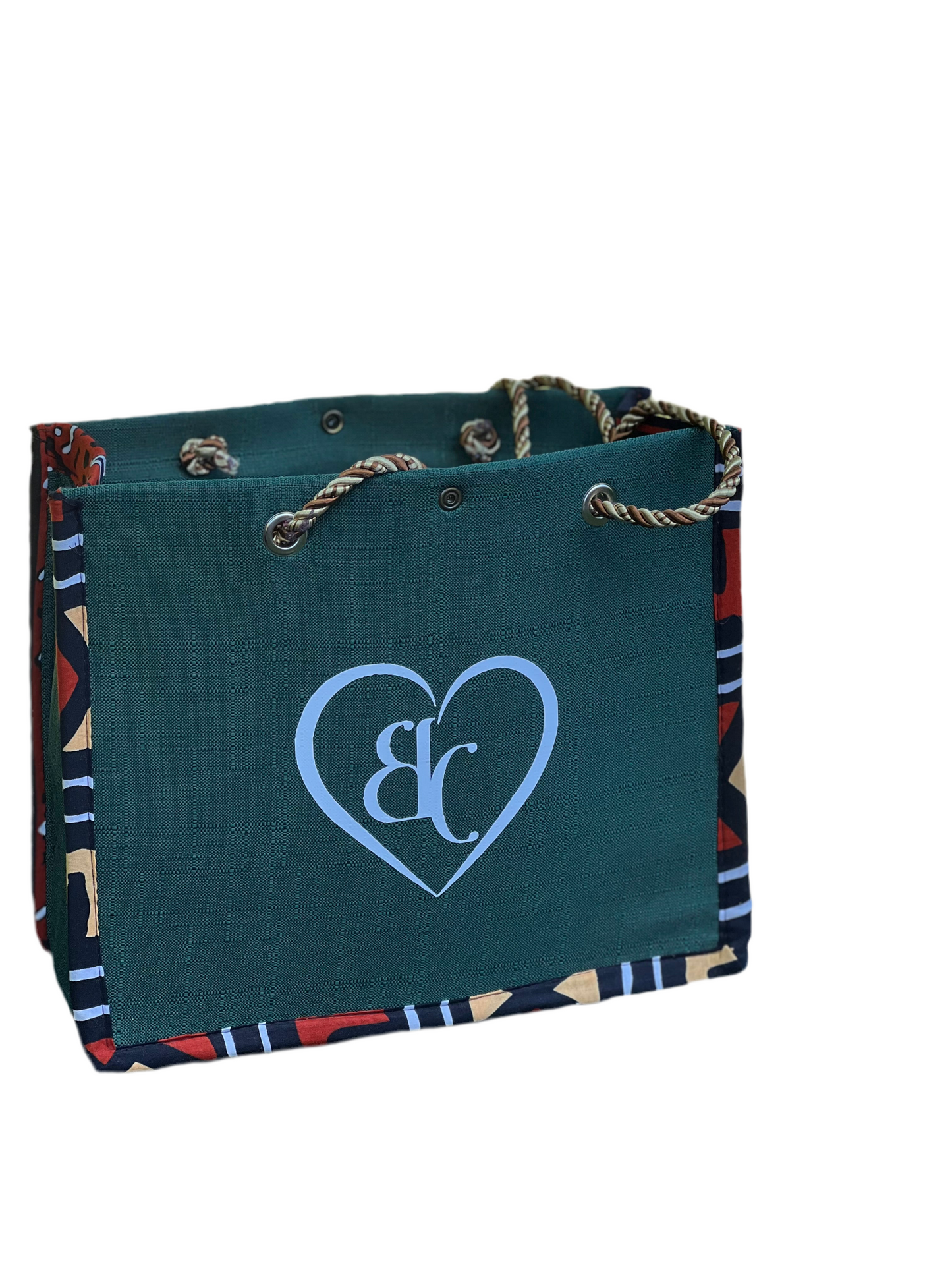 African Print Tote Bag with Logo & Cosmetic Pouch