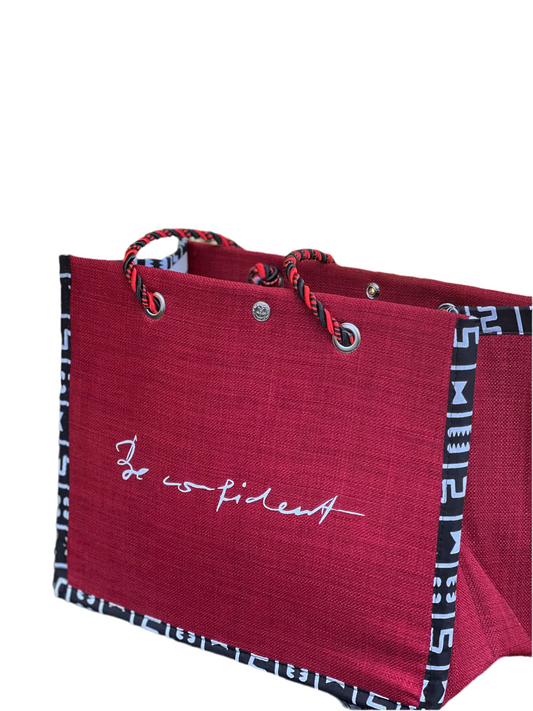 African Print Tote Bag with Logo & Cosmetic Pouch
