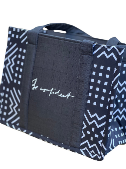 African Print Tote Bag with Logo & Cosmetic Pouch