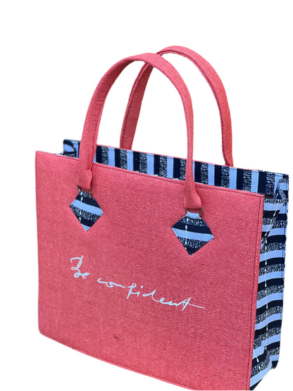 African Print Tote Bag with Logo & Cosmetic Pouch